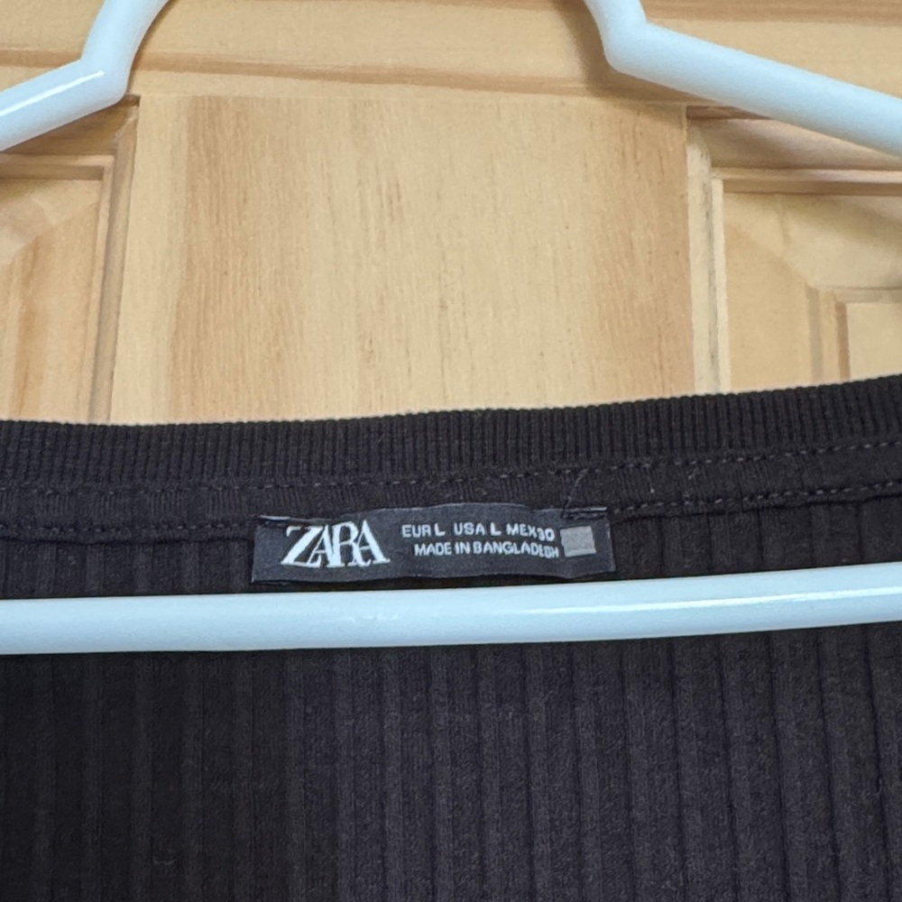 Zara Charcoal Ribbed Knit Top